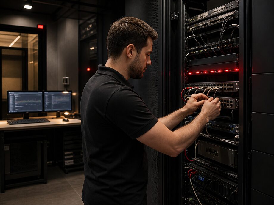 Catalogo, magazzino, pagamento e attrezzature di consegna collegati fisicamente al sistema del server centrale